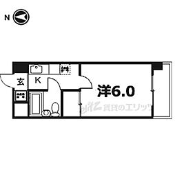 ハイクオリティクイナブリッジ 4階1Kの間取り