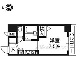 京阪本線 清水五条駅 徒歩6分の賃貸マンション 5階1Kの間取り
