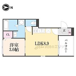 京都市営烏丸線 竹田駅 徒歩7分の賃貸アパート 2階1LDKの間取り