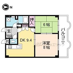 グリーンヴィレッジ吉田 2LDKの間取図画像