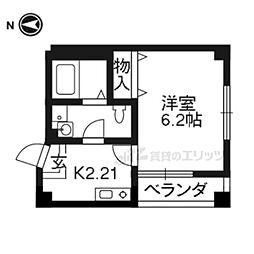 JR東海道・山陽本線 山科駅 徒歩1分の賃貸マンション 4階1Kの間取り