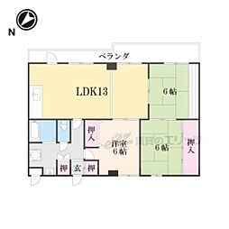 パークヒルズ大塚 2階2LDKの間取り