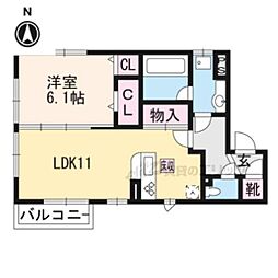 コーポ大敬III 1階1LDKの間取り