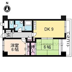 サンサーラ21 4階2DKの間取り
