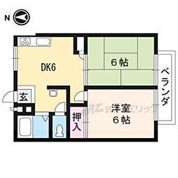 ラフィネ北白川Ｂ棟 1階2DKの間取り