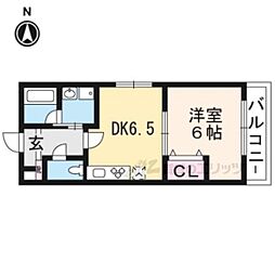 ブリリアコート丹波橋 2階1DKの間取り