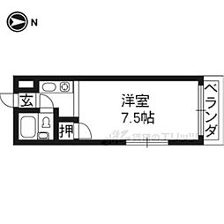 京阪本線 丹波橋駅 徒歩12分の賃貸マンション 4階ワンルームの間取り