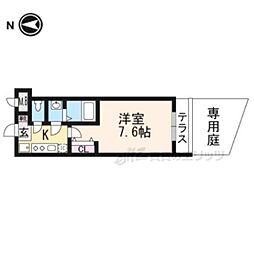 京阪本線 出町柳駅 徒歩19分の賃貸マンション 1階1Kの間取り