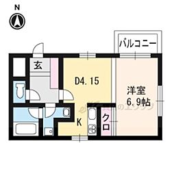 プリンセスコートアイ 3階1DKの間取り