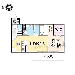 Floraison北花山B 1LDKの間取図画像