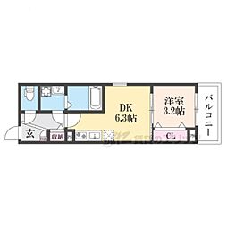 (仮称)ジーメゾン小栗栖クレフィエ 1DKの間取図画像