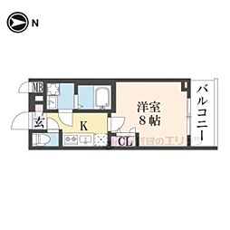 グランカーサ京都駅前 1Kの間取図画像