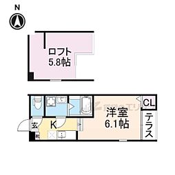 ハーモニーテラス音羽山等地 1Kの間取図画像