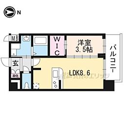 プレサンスTHEKYOTO東福寺EAST 1LDKの間取図画像