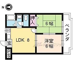 VIP一言寺 2DKの間取図画像