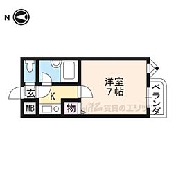 ハーミテージ安朱 1Kの間取図画像