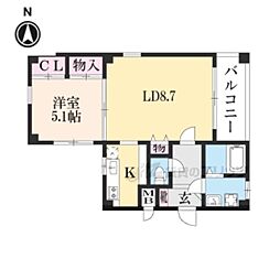 グレードルーフ甚 1DKの間取図画像