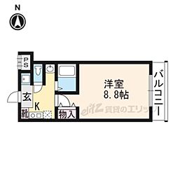 カサコモーダ東野 1Kの間取図画像