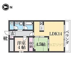 K.Tマンション2号館 2LDKの間取図画像