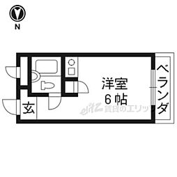 朝日プラザ鴨川2 ワンルームの間取図画像