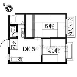 パナハイツ矢倉 2DKの間取図画像