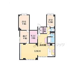 御池ロイヤルマンション 2LDKの間取図画像