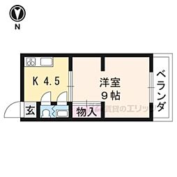 マンション山科A棟 2DKの間取図画像
