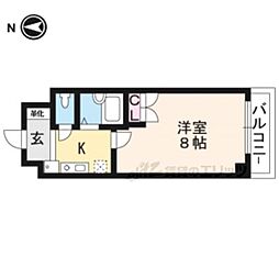メルディアキューブ桃山 1Kの間取図画像