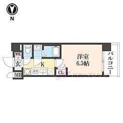 プレサンスTHEKYOTO新町通 1Kの間取図画像