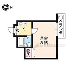 京福電気鉄道北野線 北野白梅町駅 徒歩13分の賃貸マンション 3階1Kの間取り