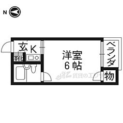 京福電気鉄道北野線 北野白梅町駅 徒歩8分の賃貸マンション 2階1Kの間取り