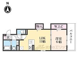ディル西京極 1階1LDKの間取り