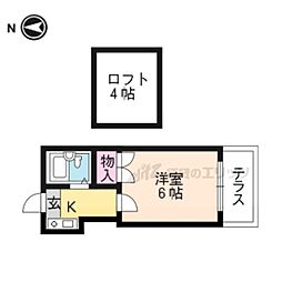 グランプラス桂 1階1Kの間取り