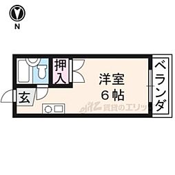 エントピア嵯峨 1階1Kの間取り