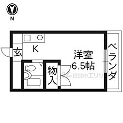 グランタック竜安寺 3階ワンルームの間取り