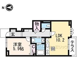 花のワルツ嵯峨 1階1LDKの間取り