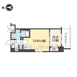 阪急京都本線 西京極駅 徒歩10分の賃貸マンション 5階1LDKの間取り