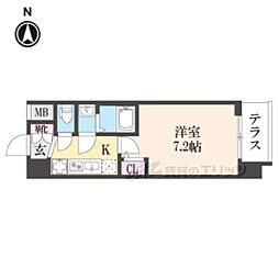 JR山陰本線 二条駅 徒歩15分の賃貸マンション 1階1Kの間取り