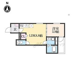 Ｆ　ａｓｅｃｉａ　Ｃａｎａｌｅ 3階1LDKの間取り