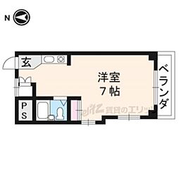 JR山陰本線 二条駅 徒歩4分の賃貸マンション 2階1Kの間取り