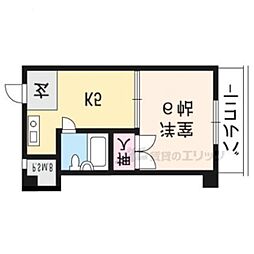 マンションエイト 2階1Kの間取り