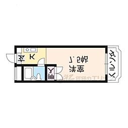 JR山陰本線 二条駅 徒歩8分の賃貸マンション 3階1Kの間取り