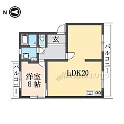 メゾン太秦 1LDKの間取図画像