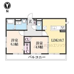 リバティスクエア楓 2階2LDKの間取り
