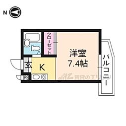 アウル高辻 4階ワンルームの間取り