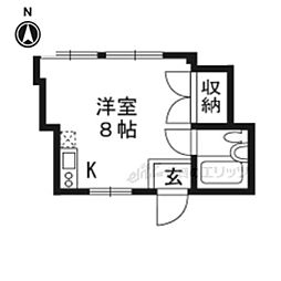 Kozy嵯峨嵐山 1Kの間取図画像