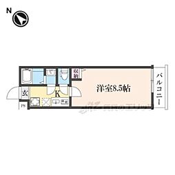 京福電気鉄道北野線 龍安寺駅 徒歩2分の賃貸マンション 2階1Kの間取り