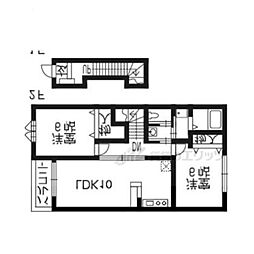 リヴグレイスＢ棟 2階2LDKの間取り