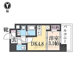 京都地下鉄東西線 二条駅 徒歩5分の賃貸マンション 5階1DKの間取り