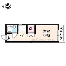 京福電気鉄道北野線 北野白梅町駅 バス5分 千本今出川下車 徒歩5分の賃貸マンション 4階ワンルームの間取り